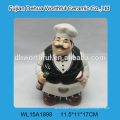 Decorative chef shaped ceramic sugar container with spoon